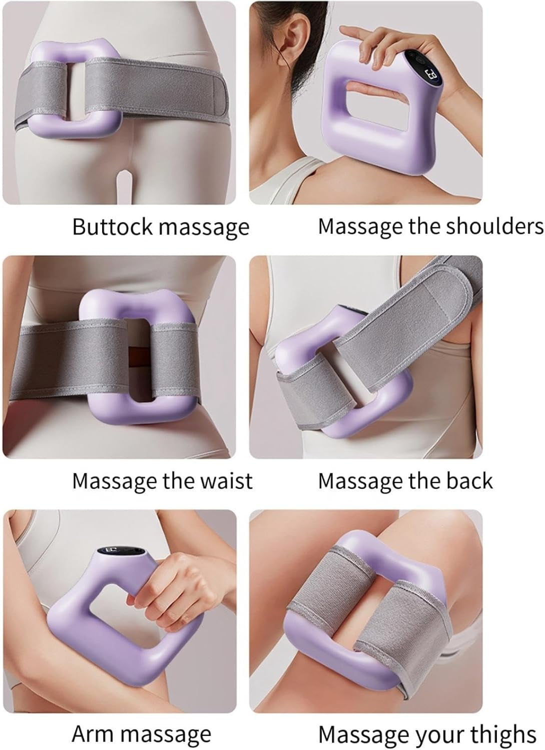 Deep Tissue Percussion Massage Gun, Ergonomic Fascia Blaster with 3 Modes & 5 Levels, Fascia Ring Massager with Belt for Muscle Relief & Full-Body Relaxation (Blue)