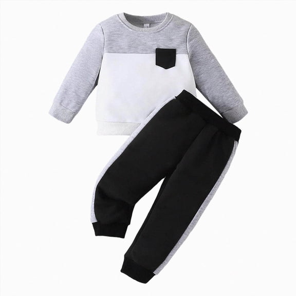UAYOTSE Little Boys Toddler Baby 9M 12M 18M 3T Playwear 2 Piece Adorable Sweatshirt and Pants Fall Winter Outfit Set Soft Clothes for Kids Homewear,Sizes 12-18 Months
