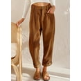 thumbnail image 2 of Asyoly Corduroy Pants for Women Solid Casual High Waisted Straight Leg Pants Loose Comfy Trousers with Pockets, 2 of 4
