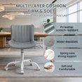 thumbnail image 2 of Modern Soft Swivel Shell Armchair - Upholstered Scallop Back, 360° Rotation, Comfortable Accent Chair for Bedroom, Vanity, Lounge, Study, or Home Office - Metal Legs - White Tube Feet | Gray, 2 of 7