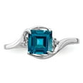 thumbnail image 4 of Sterling Silver Rhodium Plated Diamond & London Blue Topaz Ring, 4 of 5