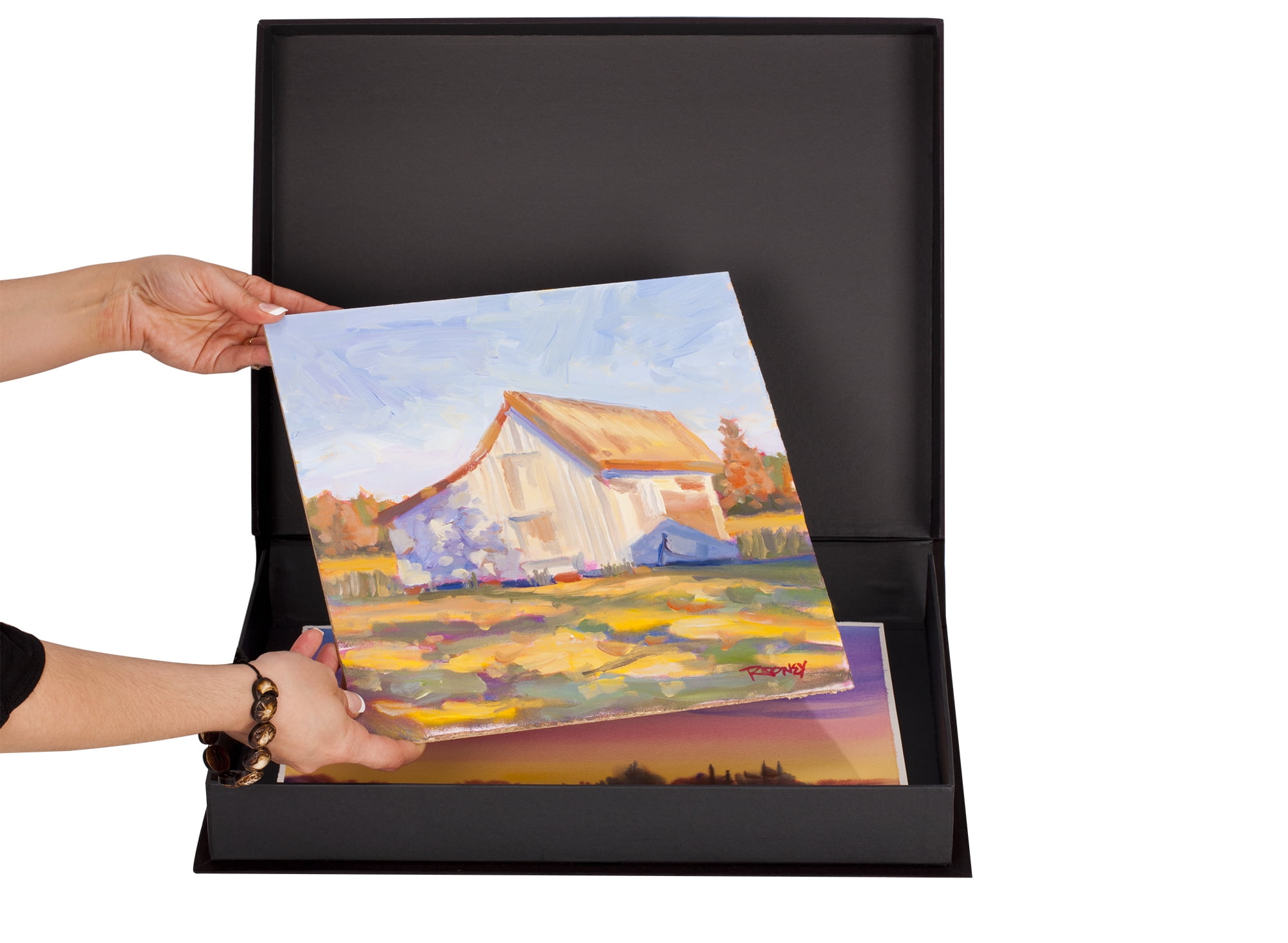 HG Concepts Art Photo Storage Box Eternity Archival Clamshell Box For Storing Artwork, Photos & Documents Deluxe Acid-Free Sturdy & Lined With Archival Paper - [Black - 24" x 32"]