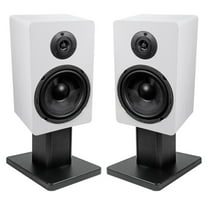 (2) Rockville RockShelf 68W White 6.5" Home Bookshelf Speakers 8" Speaker Stands