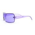 thumbnail image 3 of Classic 90s Curved Wrap Rimless Shield Italian Style Metal Rim Sunglasses Purple, 3 of 4