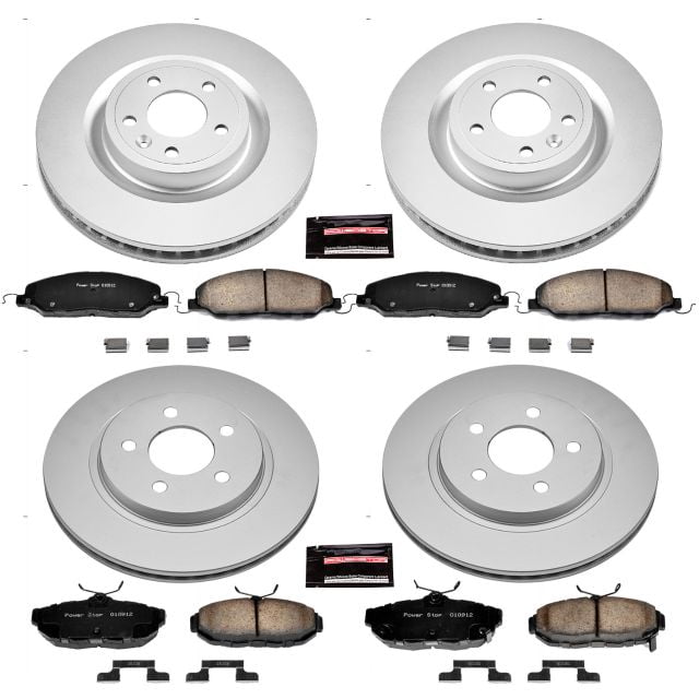 PowerStop Front and Rear Geomet Coated Brake Rotor and Pad Kit Fits: FORD Select Models CRK5943