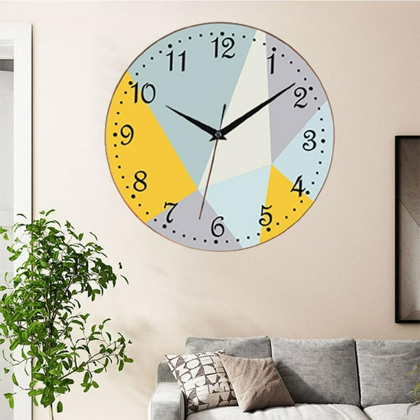 Reloj de pared silencioso analógico grande con batería, relojes de