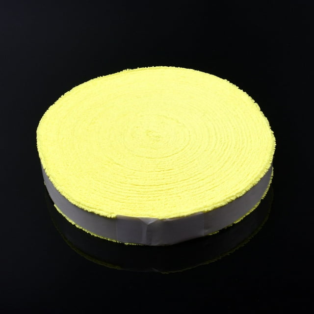 10M Extended Super Fiber Anti-Odor Large Roll Sweatband: High-Absorption Towel Grip Tape for Badminton, Table Tennis & Fishing Rackets - Yellow Large Disc Design for Secure, Comfortable Equipment Wrap