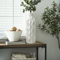 thumbnail image 4 of LuxenHome White Waves Ceramic 15.75-Inch Tall Round Vase, 4 of 9
