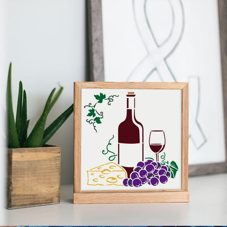 Wine Grape Cheese Stencil 11.8×11.8inch Large Red Wine Bottles and Glasses Stencils with Paint Brush Reusable Grape Leaf Vine Drawing Template for Craft Furniture Fabric Wall - Walmart.com wine-grape-cheese-stencil-11-8-11-8inch-large-red-wine-bottles-and-glasses-stencils-with-paint-brush-reusable-grape-leaf-vine-drawing-template-for-craft-furniture-fabric-wall-walmart-com