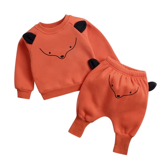 Gibobby Conjunto de leggings para bebés y niñas Infant Manga larga Cute Cartoon Animals Sudadera Blusa Tops Pantalones cálidos Pantalones Outfit Set 2PCS Ropa Casual(Rojo,2-3 Años)