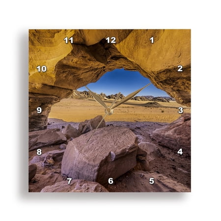 3drose, Arch, Wadi Rum, Jordan., 10x10 Wall Clock