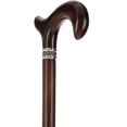 thumbnail image 2 of Luxury Walking Cane – Genuine Cocobolo Wood Walking Stick with Rich Brick Red and Dark Grain – Elegant Derby Handle – Pewter Collar – 37" Long – 18mm Tip – Stylish Cane for Men and Women, 2 of 6