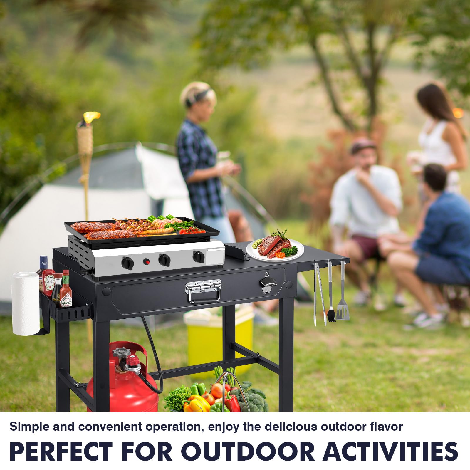 Frizi Heavy-Duty Camping Table with Wheels - Non-Folding, Locking Wheels, 300 lbs Capacity