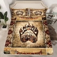 thumbnail image 2 of jejeloiu Wild Bear Paws Twin Sheet Sets,Rustic Farmhouse Twin Fitted Sheet,Brown Bohemian Aztec Flat Sheet For Boys Kids,Ultra Soft Home Decor,3-Piece, 2 of 7