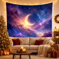 thumbnail image 3 of Moon Stars Luminous with Crescent Slightly Left Detailed, Mystical Fantasy for Space Lovers, Galaxy Room Decor, Housewarming Gift, Tapestry Wall Hanging for Bedroom and Dorm, 3 of 7