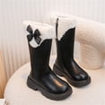 thumbnail image 2 of Eltusu Girls Riding Boots Mid Calf, Bow Warm Winter No Slip Windproof Boots Black Size 9.5 Little Kids, 2 of 8