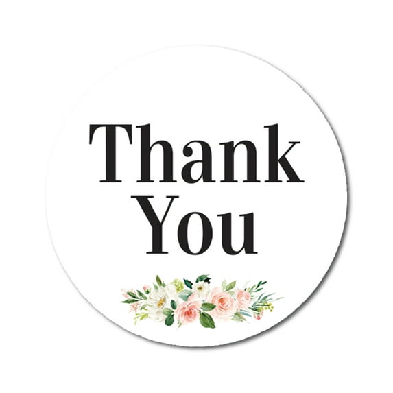Darling Souvenir Round 45 Pcs Rose & Peony Floral Thank You Stickers White Envelope Seal-1.6 Inches