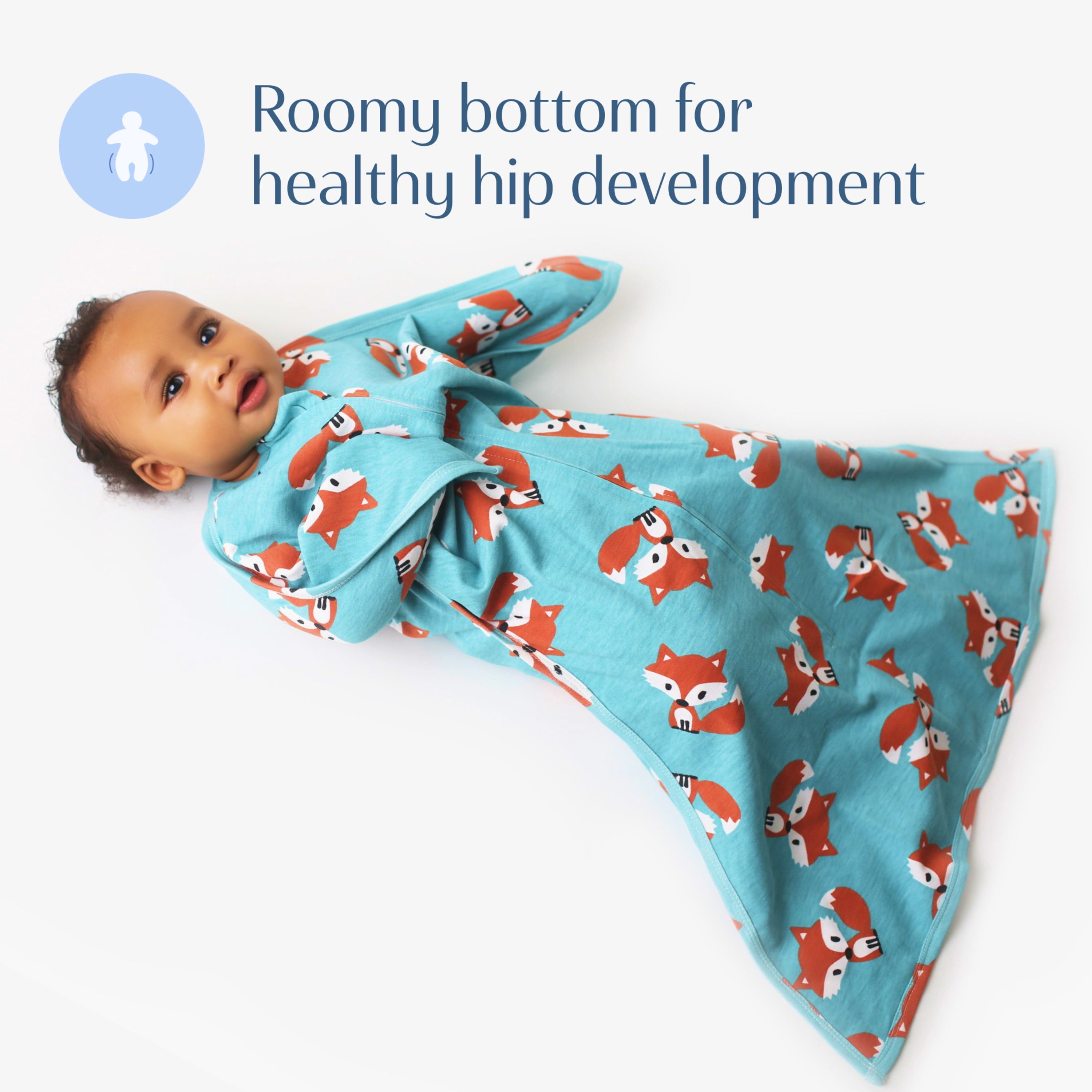 SleepingBaby Zipadee-Zip Transition Swaddle for Self-Soothing & Better Sleep, Friendly Fox, X Small (3-6 Months)
