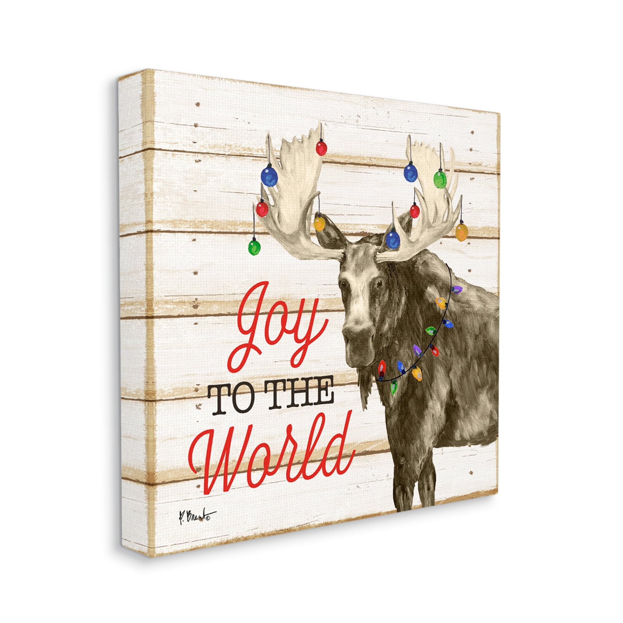 Stupell Industries Moose with Festive Lights Holiday Painting Gallery Wrapped Canvas Print Wall Art, 30 x 30