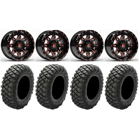Fuel Lethal Orange 15 Wheels 33 Crawler XR Tires Kawasaki Mule Pro FXT