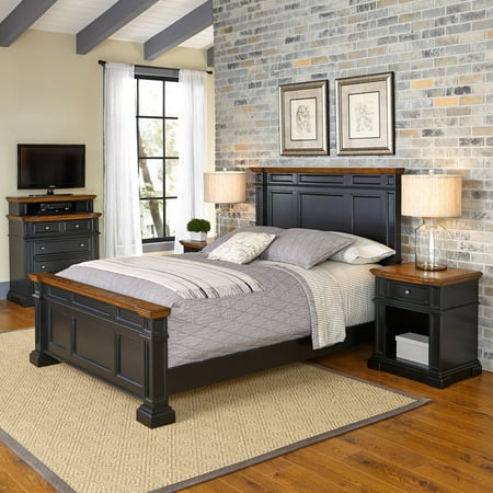Home Styles Americana Queen Bed, 2 Night Stands and Media Chest