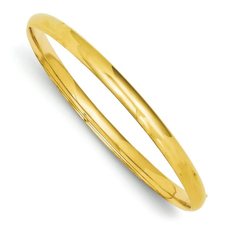 14k Gold 5mm High Polished Hinged Bangle Bracelet