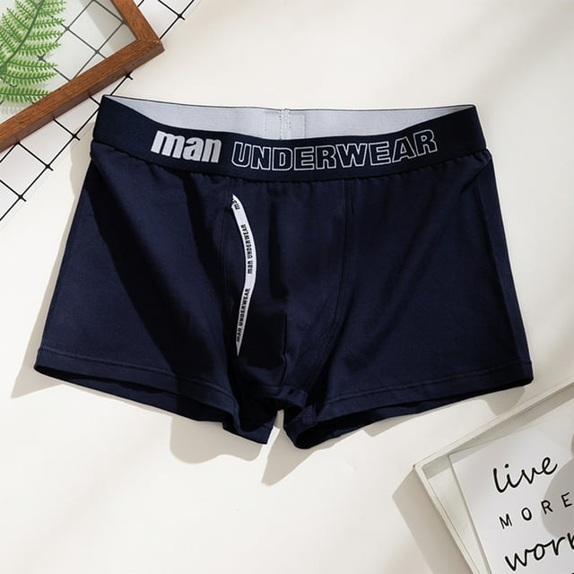 Boxers, ManUnderwear Men Middle Waist Solid Color Letters Split Comfortable Breathable Boxers Underwear