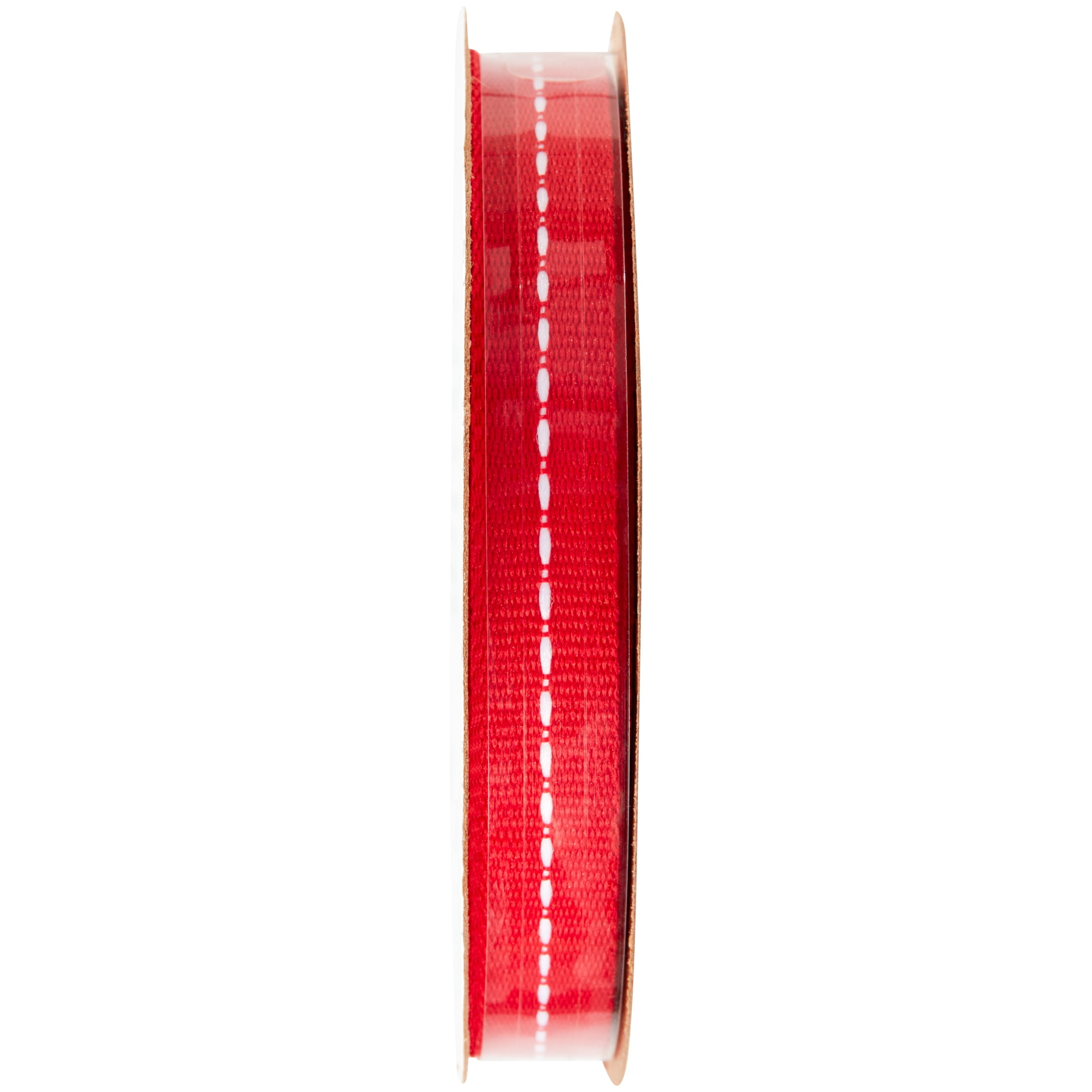 (4 pack) Offray Ribbon, Red 3/8 inch Center Stitch Grosgrain Ribbon for Sewing, Crafts, and Gifting, 12 feet, 1 Each