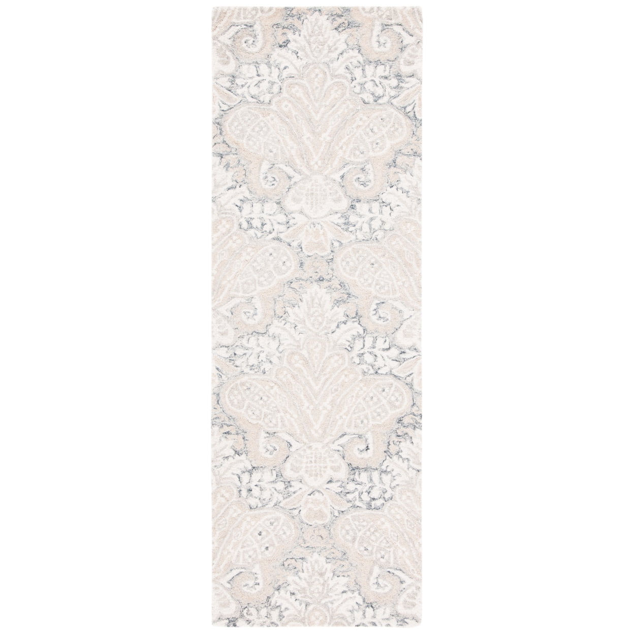 SAFAVIEH Micro-Loop Deziree Floral Runner Rug, Charcoal/Ivory, 2'3" x 5'