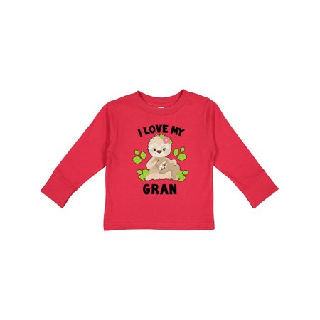 

Inktastic Cute Sloth I Love My Gran with Green Leaves Gift Toddler Boy or Toddler Girl Long Sleeve T-Shirt