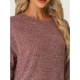 thumbnail image 4 of DARING DIVA Women's 2-Piece Knit Soft Tracksuit Short Sleeve Sweatshirt Set L Dark Red, 4 of 6