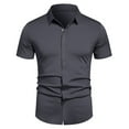 thumbnail image 1 of Cameland Chemise Habillée pour Hommes Couleur Unie Manches Courtes Sans Plis Coupe Régulière Extensible Boutonnée, 1 of 6