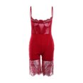 thumbnail image 2 of Mono de malla sin mangas Sexy para mujer de VISgogo, mono transparente de encaje con escote en V y espalda descubierta, pantalones cortos eróticos de una pieza calados para mujer VISgogo moda, 2 of 6
