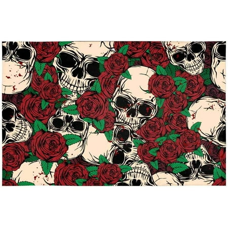 

ECZJNT Floral Skull Placemat Plate Holder Set of 4 Table Mats Protector 12x18 inch