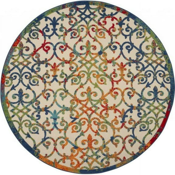 8 ft. Round Rainbow Colored Indoor & Outdoor Area Rug - Rainbow - 8'