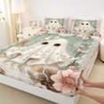 thumbnail image 4 of Manfei Vintage Floral Ghost King Sheets 4pcs, Halloween Romantic Autumn Flowers Bedding, Green Pink Beige,1 Fitted Sheet, 1 Flat Sheet and 2 Pillowcases, 4 of 5