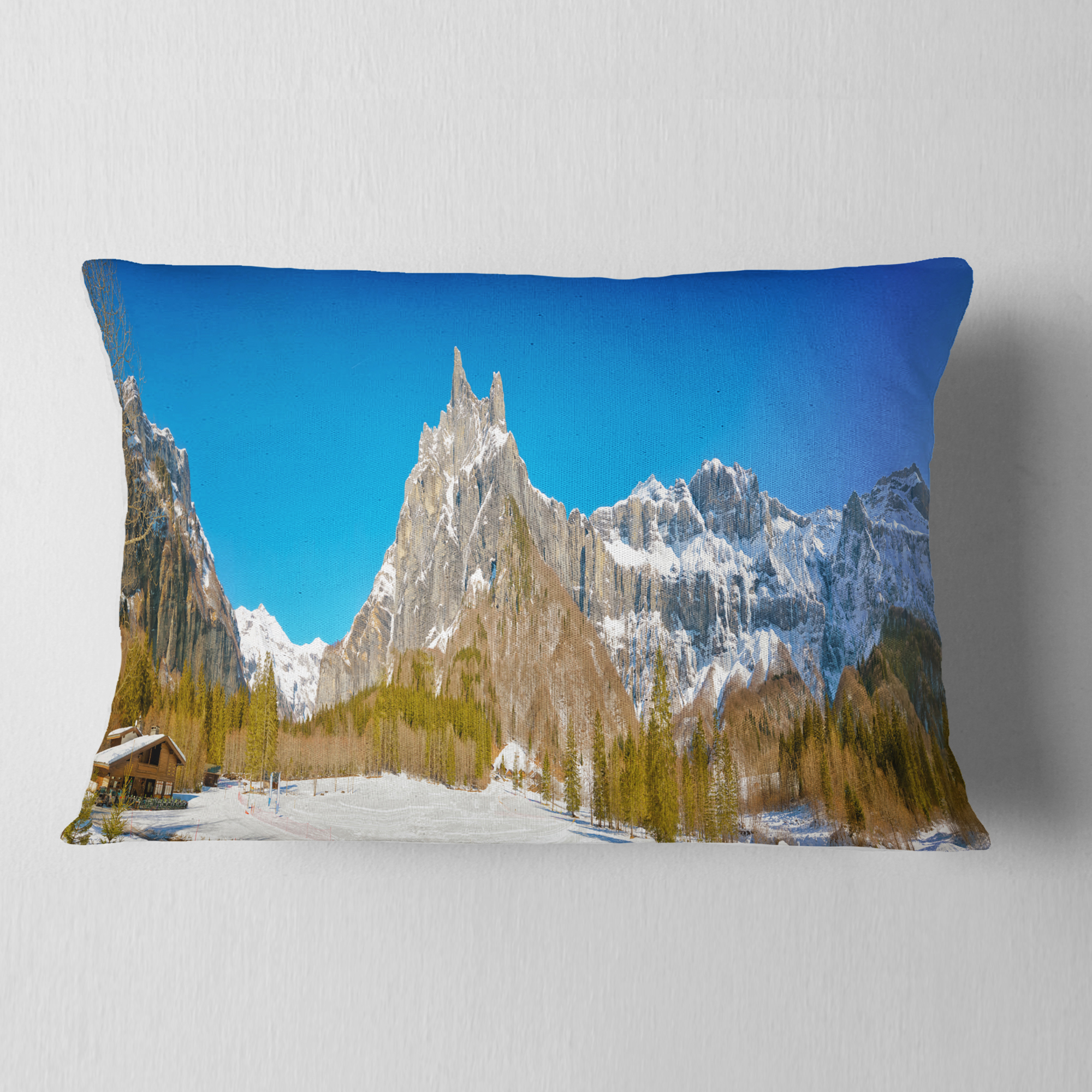 Designart Sixt Fer a Cheval Panoramic View - Landscape Printed Throw Pillow - 12x20