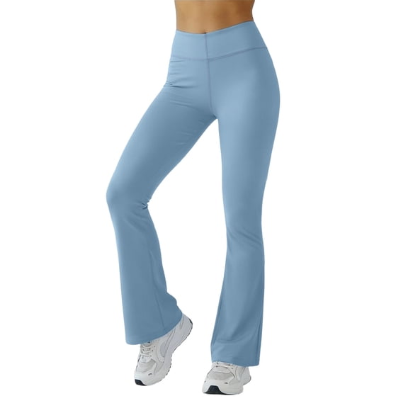 Women's High Waisted Flare Yoga Pants Wide Leg Leggings for Women Tummy Control Workout Gym Running Athletic Compression Legging Light Blue 00*yoga pants XL