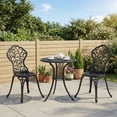 thumbnail image 2 of 3pcs Patio Bistro Set Aluminum Table Chair Outdoor Furniture Antique Black, 2 of 10