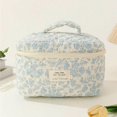 thumbnail image 4 of Bolsa de cosméticos de gran capacidad con cierre de cremallera doble y estampado floral Organizador de maquillaje de viaje para guardar artículos de tocador y papelería, 4 of 4