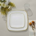 thumbnail image 6 of Balsa Circle 10 Square White 10" Disposable Salad Dinner Plastic Plates Gold Trim Party Events Decorations Supplies, 6 of 8