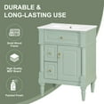 thumbnail image 6 of Euroco 24 Inch Bathroom Vanity with Sink, Green Freestanding Bathroom Cabinet with Flip Drawer, Adjustable Shelf, Solid Rubberwood Frame, MDF Panels & Metal Handles, 6 of 9