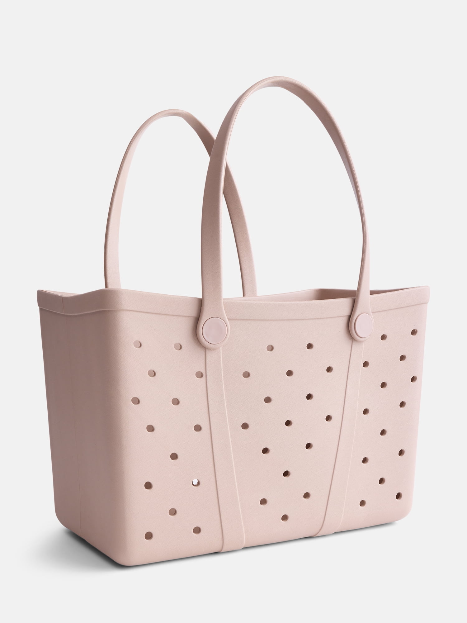 Time and Tru Women's Waterproof EVA Beach Tote Bag, Almond