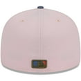 thumbnail image 4 of Men's New Era Pink/Blue Pittsburgh Pirates  Olive Undervisor 59FIFTY Fitted Hat, 4 of 5