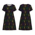 thumbnail image 5 of Defioc Mardi Gras Carnival Pattern Womens Summer Dresses Short Sleeve Sundress 2025 Beach Vacation Dresses with Pockets -X-Large, 5 of 6