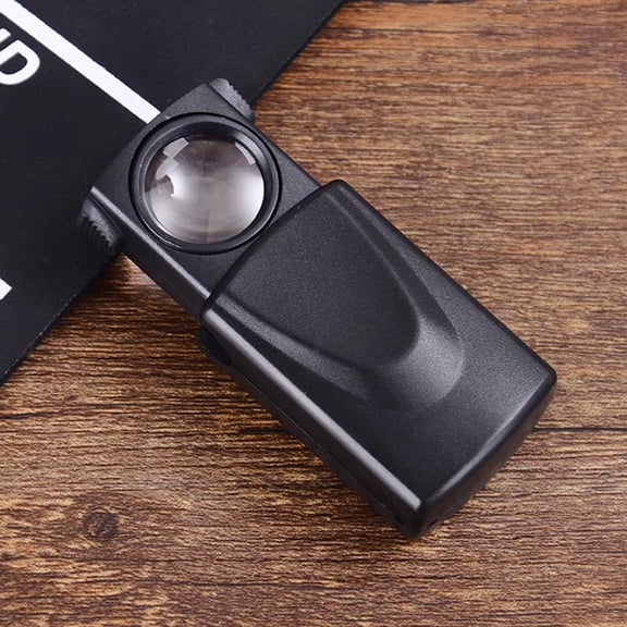OFFIGAM Pocket Magnifier with LED Light, Jewelry Magnifier Black, Portable Handheld Loupe for Reading and Inspection