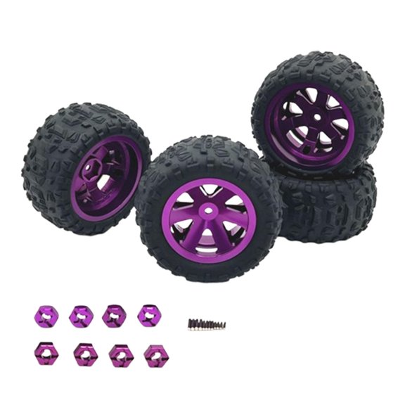 Pitycbo 4Pcs RC Car Tires Replacement Parts Upgrade for 14210 1:12 1:14 1:16 1:18 RC Car purple