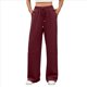thumbnail image 2 of Pantalones Deportivos Anchos de Cintura Alta para Mujer, Holgados y con Cordón, A para Adolescentes Vino Tinto L, 2 of 10