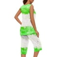 thumbnail image 4 of Cavosen Pajamas for Women Two Piece Pleated Soft Nightwear Set Sleeveless Round Neck Pullover Tank Tops Capri Sleepwear Tie Dye Loungewear with Pocket Casual Pjs Outfits Green L, 4 of 5