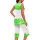 thumbnail image 4 of Conjunto de Verano para las Mujeres Impreso Casual sin Mangas Plisado Superior Y Pantalones Recortados, Cuello Redondo Conjunto de Dos Piezas, 4 of 8